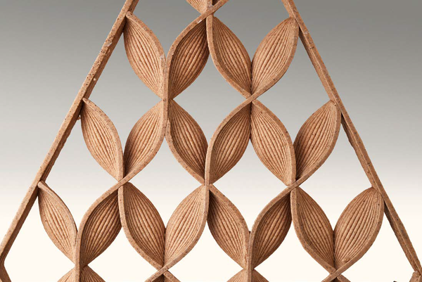 Wood-toned Butterfly panel detail. Photography: Tom Mannion; art direction: Micha Weidmann Studio.