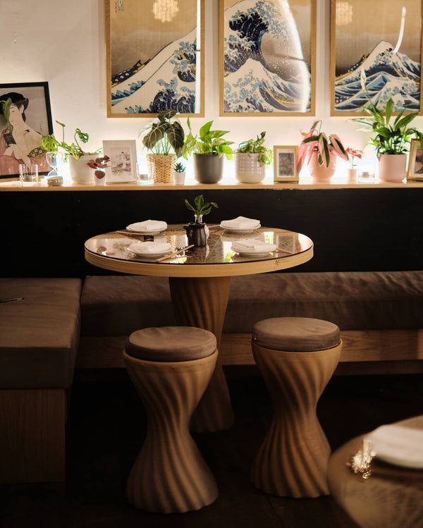 Modular components of the Mandala Bistro Table by Fab.Pub for easy transport
