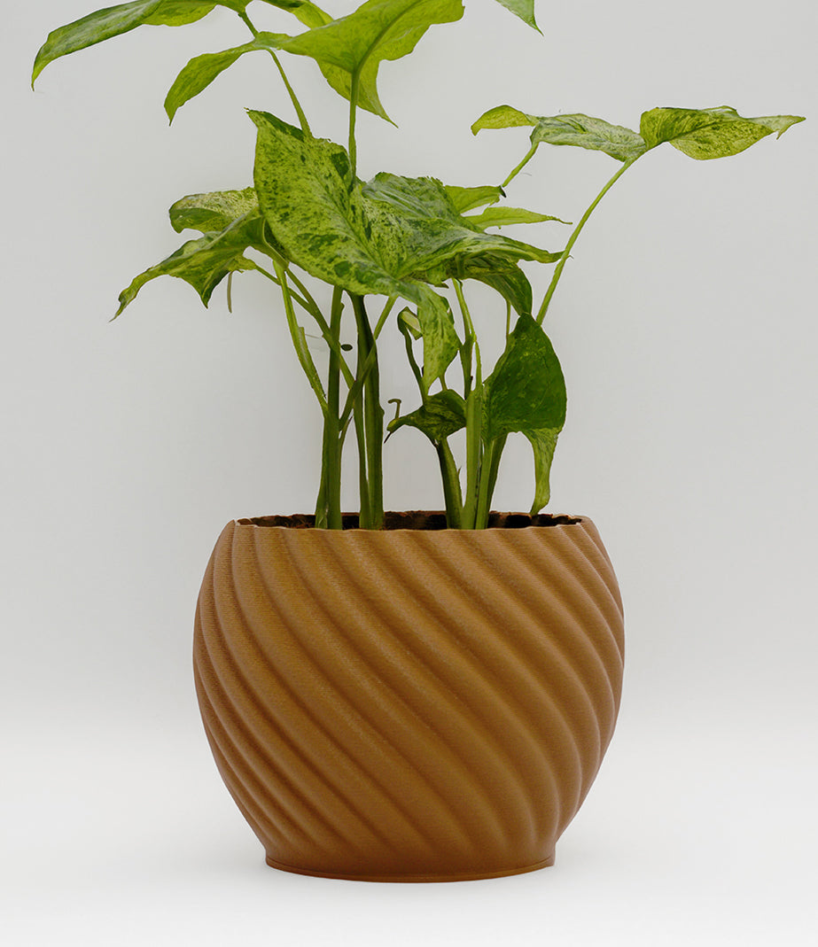 Mandala Planter Brown Wood
