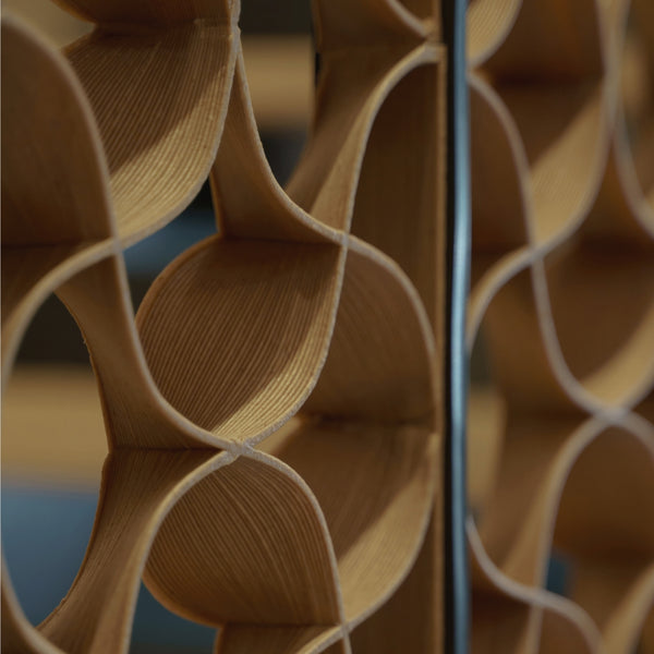 Close-up of the printed Butterfly pattern in the Circular House balustrade.
