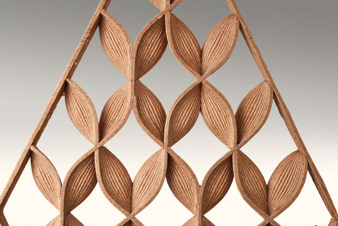 Wood-toned Butterfly panel detail. Photography: Tom Mannion; art direction: Micha Weidmann Studio.