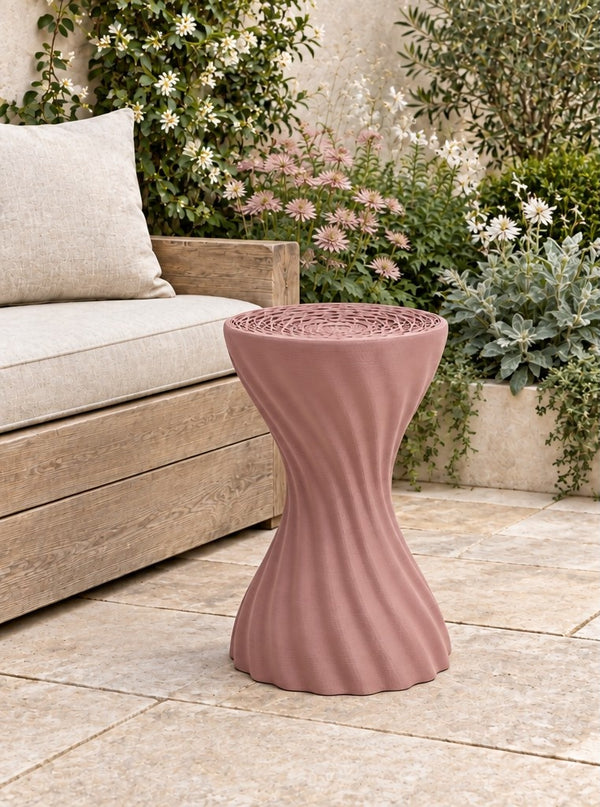 Mandala stool in dusty rose; colour visualisation
