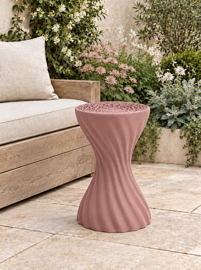 Mandala stool in dusty rose; colour visualisation