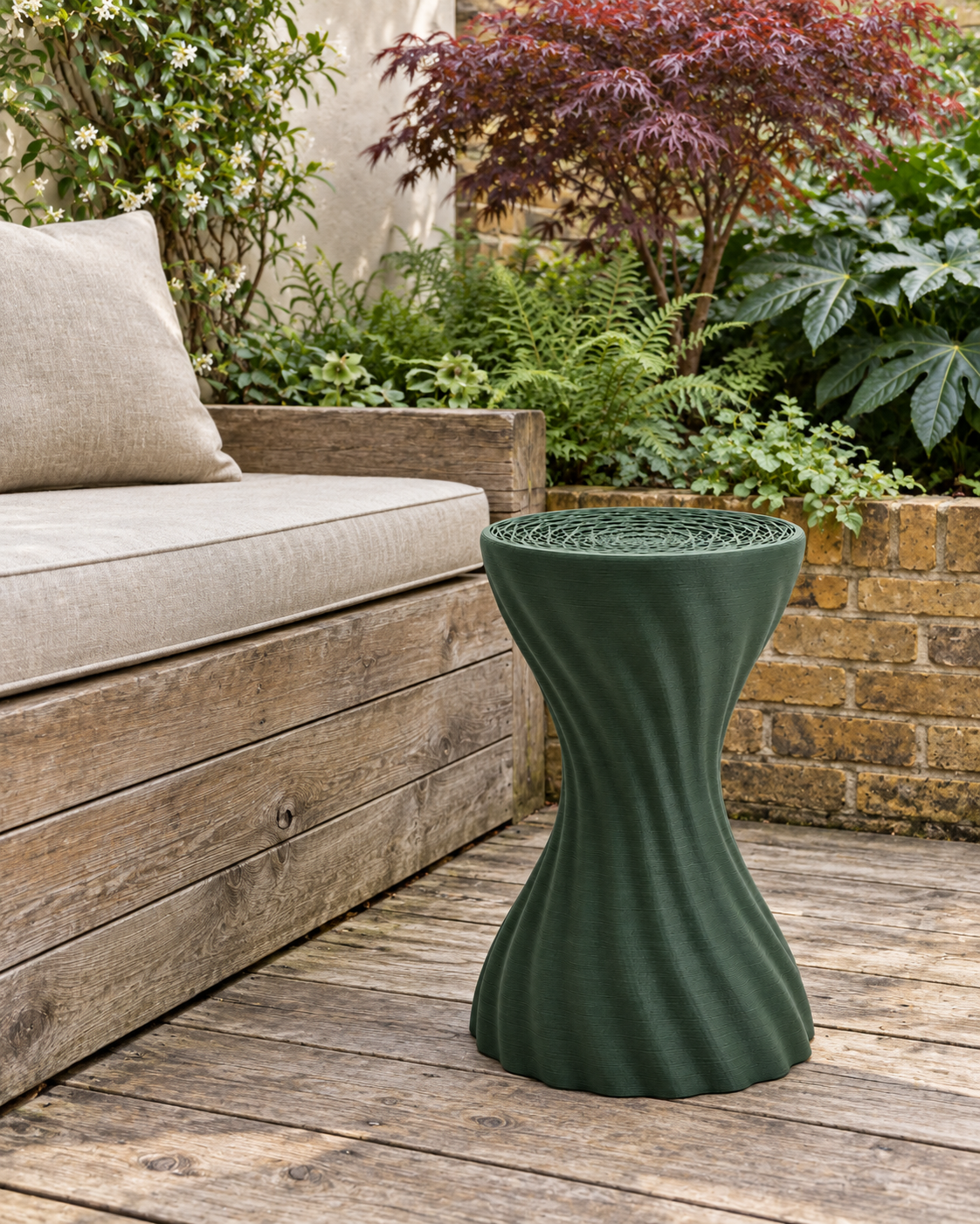 Pine Mandala stool garden styling visualisation