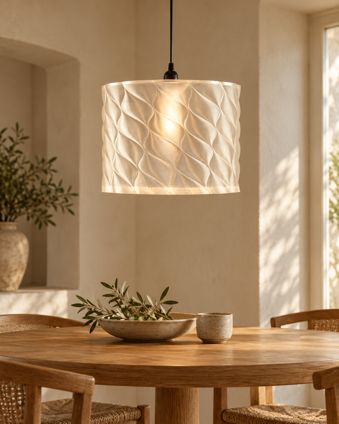 Interior styling visualisation of Halo above a timber dining table
