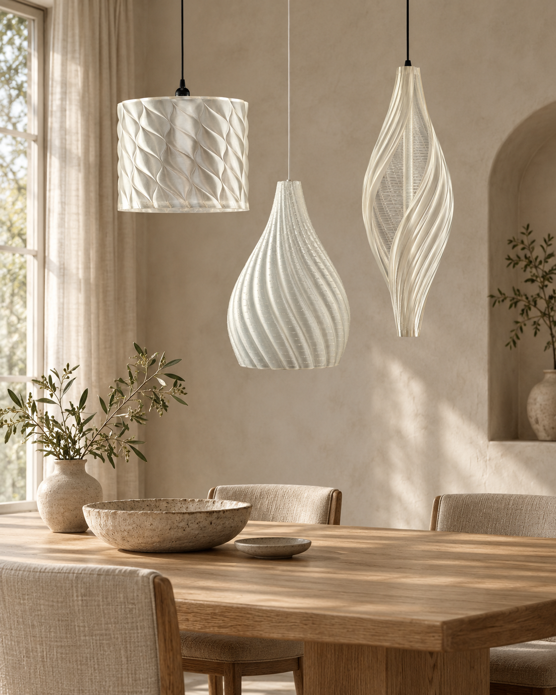 Mandala pendant complete set in a warm interior, styling visualisation