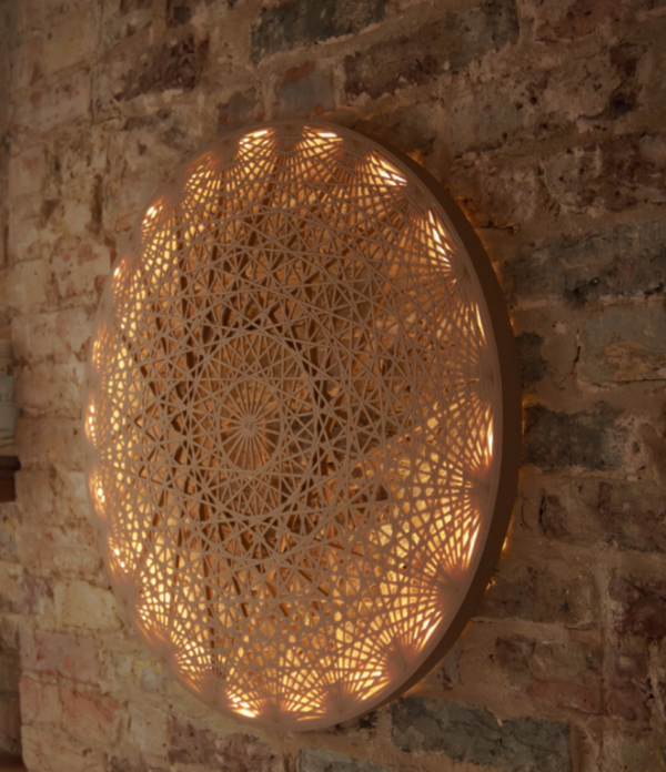 Illuminated Mandala Wall Art detail. Set includes one 30 cm, one 50 cm and one 70 cm piece.