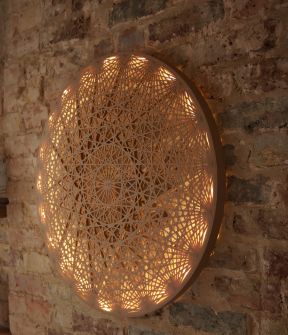 Illuminated Mandala Wall Art detail. Set includes one 30 cm, one 50 cm and one 70 cm piece.